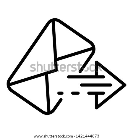 Envelope and arrow icon. Outline envelope and arrow vector icon for web design isolated on white background
