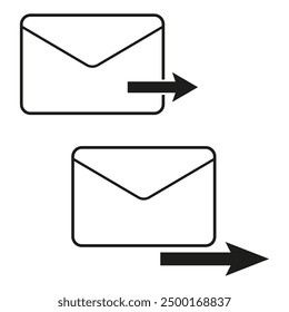 Sobre con icono de flecha. Símbolo de correo simple. Ilustración vectorial. Concepto de comunicación.