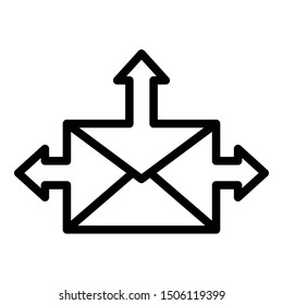 Envelope with arrows icon. Outline envelope with arrows vector icon for web design isolated on white background