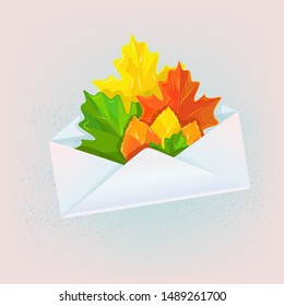 envelope with autumn leaves vector