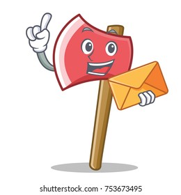 With envelope axe character cartoon style vector illustration