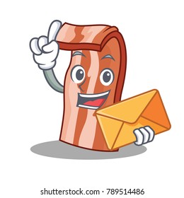 With envelope bacon character cartoon style