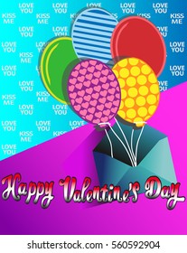 The envelope with the ball. Valentines day.Vector Illustration.
