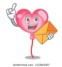 With envelope ballon heart character cartoon