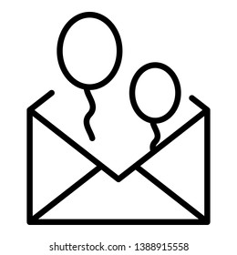 Envelope balloons icon. Outline envelope balloons vector icon for web design isolated on white background