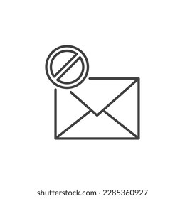 Envelope with Ban sign vector Email Prohibition concept linear icon or symbol 