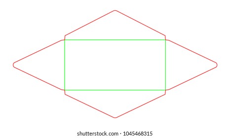 Envelope baronial DL size die cut template for flyer, letter, A4 documents,  Stamp. International standard size. Vector isolated circuit envelope.