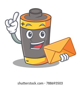 With envelope battery character cartoon style