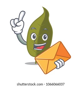 With envelope bay leaf character cartoon