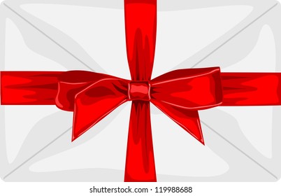 Envelope with a big red bow and ribbon, vector illustration