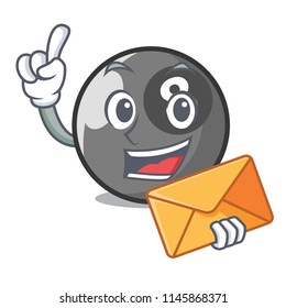 With envelope billiard ball character cartoon
