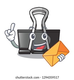 With envelope binder clip isolated on the cartoon