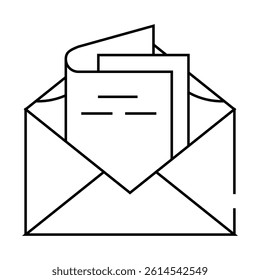 envelope with birthday invitation line icon vector. envelope with birthday invitation sign. isolated contour symbol black illustration