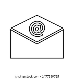 The envelope is black on a white background, vector illustration for design.