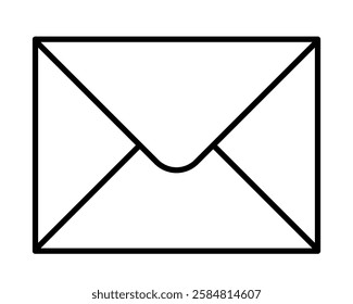 envelope, black and white vector illustration of letter and e-mail icon symbol, isolated on white background