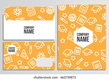 Envelope with Blank Cover. Back to school background. Branding template with back to school pattern