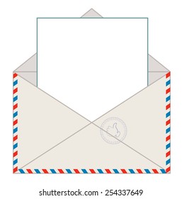 Envelope with blank letter for your message, vector illustration