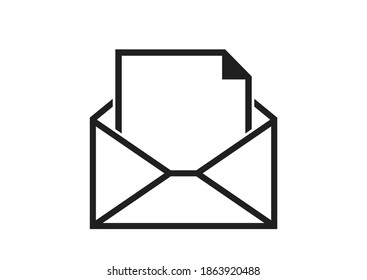 envelope with blank sheet of paper. post envelope with empty space for messages. vector line icon