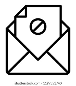 Envelope with block sign is email spam
