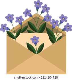 envelope with blue flowers inside