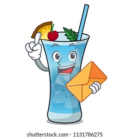 With envelope blue hawaii character cartoon
