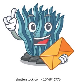 With envelope blue seaweed isolated in the character