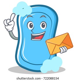 With envelope blue soap character cartoon