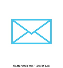 Envelope blue vector icon on white background