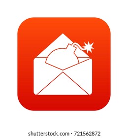 Envelope with bomb icon digital red for any design isolated on white vector illustration