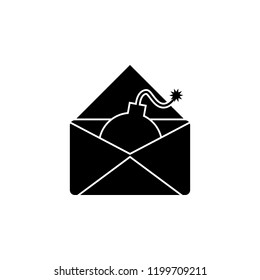 Envelope with a bomb icon. Element of war and piece. Premium quality graphic design icon. Signs and symbols collection icon for websites, web design, mobile app on white background
