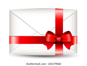 Envelope with bow on a white background