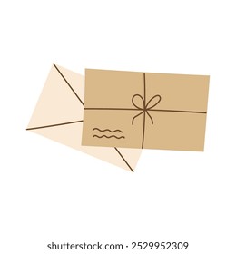 Envelope with a bow. Vector illustration on white background.