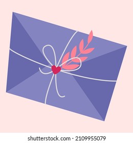 An envelope with a bow. Vector image in boho style. valentine's day. A greeting card with a declaration of love.
