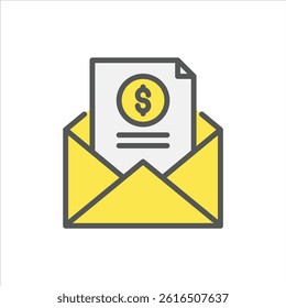 envelope bribe filled outline icon. corruption color line illustration.