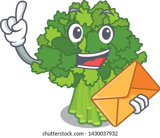 With envelope brocoli rabe in the cartoon shape