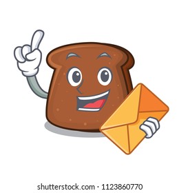 With envelope brown bread character cartoon