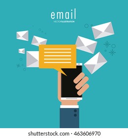Envelope bubble hand smartphone email message mail icon. Flat and Colorfull illustration. Vector graphic