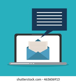 Envelope bubble laptop email message mail icon. Flat and Colorfull illustration. Vector graphic