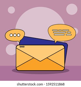 Envelope and bubbles design, Email mail message letter marketing communication card and document theme Vector illustration