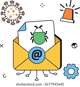 Sobre con icono de error y símbolo de correo electrónico, que representa phishing o amenazas de correo electrónico maliciosas