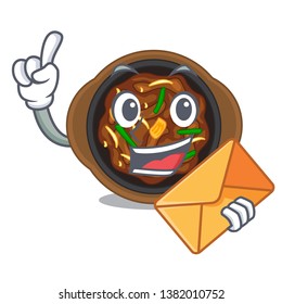 With envelope bulgogi in a the bowl cartoon