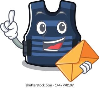 With envelope bulletprof vest in the cartoon shape