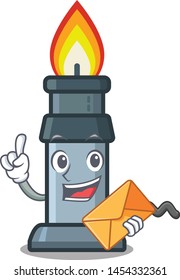 With envelope bunsen burner in the mascot shape