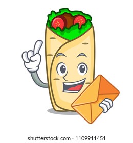 With envelope burrito character cartoon style