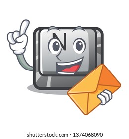 With envelope button N isolated with the cartoon