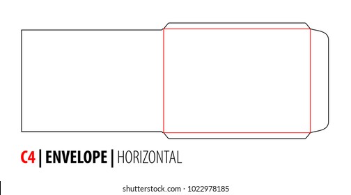 The Envelope C4 Horizontal Size Die Cut Outline Template For A4 Documents. Stamp. Vector Black Isolated Circuit Envelope. International Standard Size