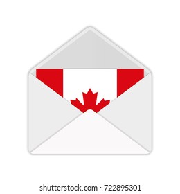 Envelope and Canada flag. Vector illustration.