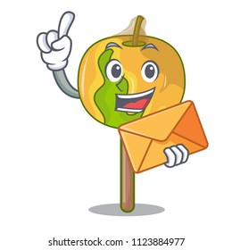 With envelope candy apple character cartoon