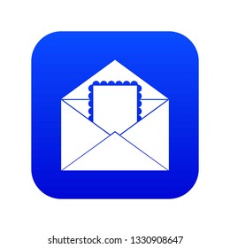 Envelope with card icon digital blue for any design isolated on white vector illustration