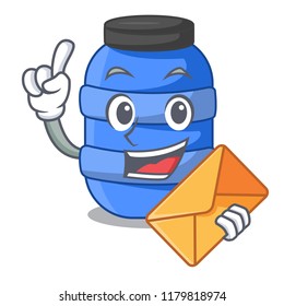 With envelope cartoon big plastic barrel for chemical